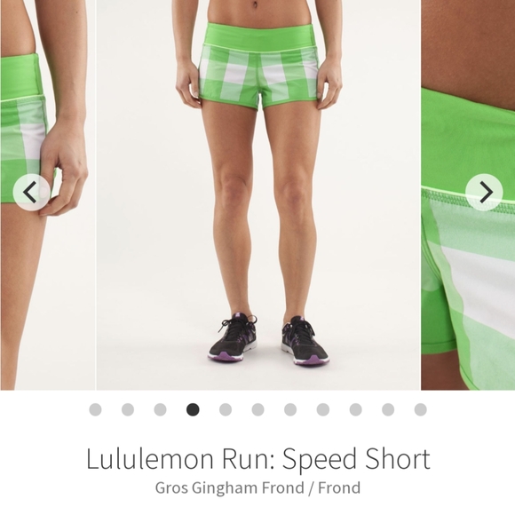 Lululemon Run Speed Short Gros Gingham Frond Frond Green and White size 4 - Picture 6 of 6